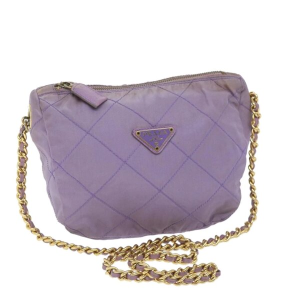 PRADA Chain Shoulder Bag Nylon Purple Auth - Picture 1 of 16